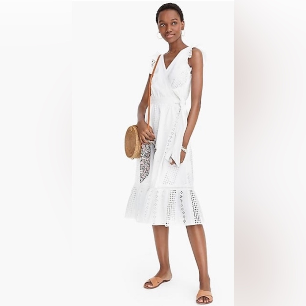 J Crew Mini White Eyelet Wrap Dress